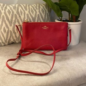 Coach | Red Pebbled Leather Crossbody Purse